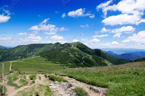 Ridgeway and amazing green wide views in Mala Fatra mountains in Slovakia, summer season sceneries and beautiful rocks
 photo