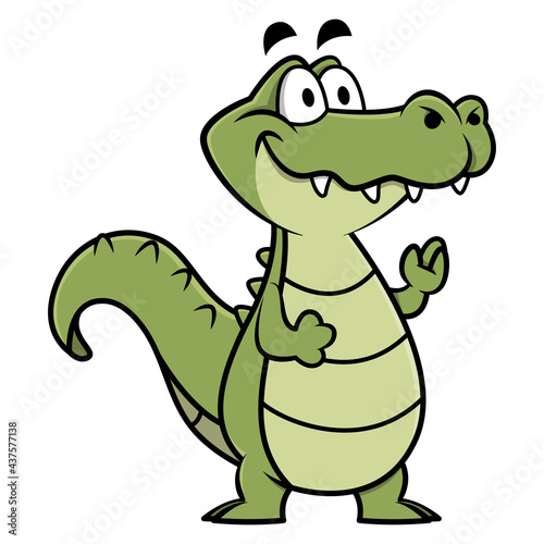 Funny Alligator cartoon character standing and greeting  suitable for mascot and sticker with wildlife themes for kids