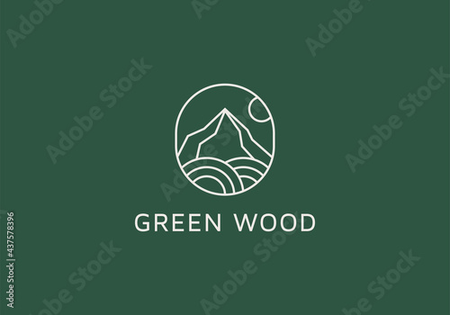 Mountain scenery logo design vector template, Mountain illustration.
