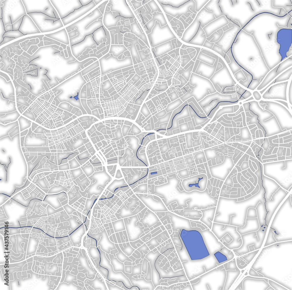 map of roads in city of Blackburn in England
