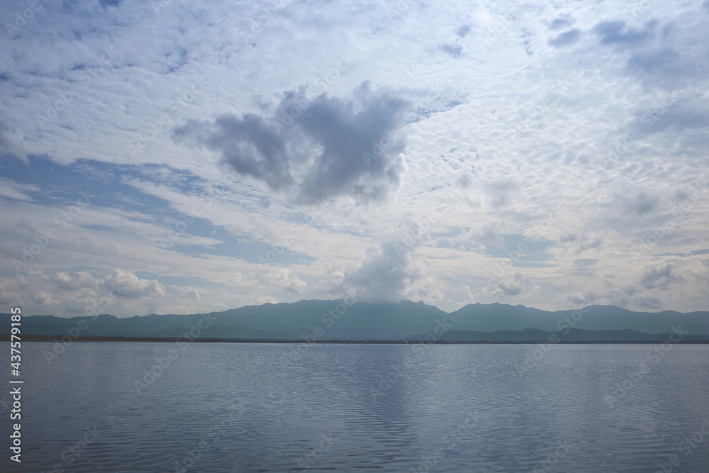 The beautiful nature. Landscape of rivers, mountains and sky during rainy season. Concept of tranquility, environment. The beautiful nature. Landscape of rivers, mountains and sky during rainy season. Concept of tranquility, environment.