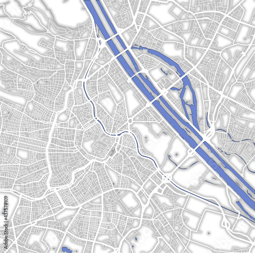 Photography map of roads in city of Vienna