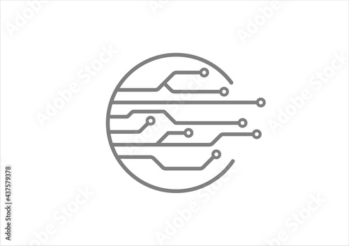 circuit board electronic or electrical line on white engineering technology concept vector background