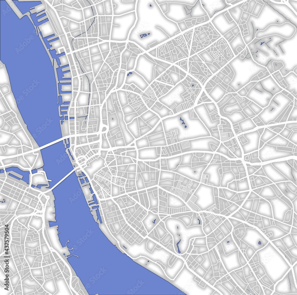 Obraz premium map of roads in city of Liverpool in England