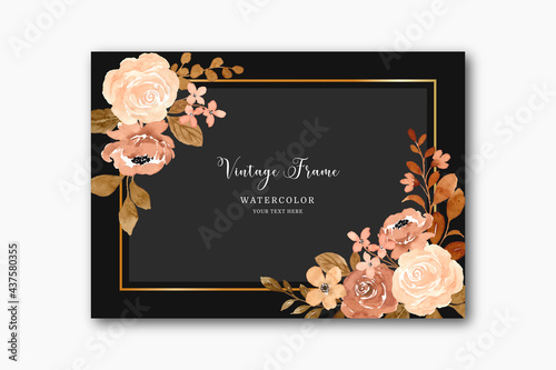 Vintage flower frame background with watercolor
