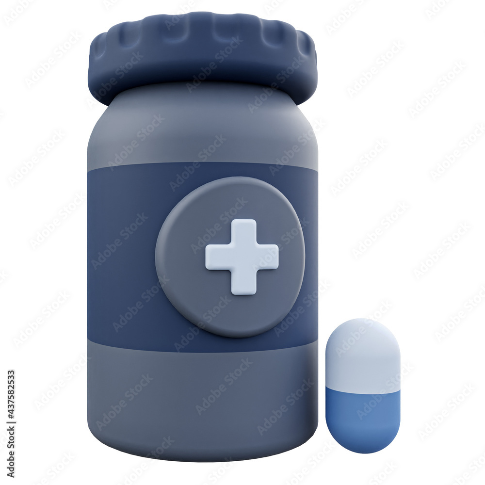 3d Medical bottle with blank label and pills. Isolated on white background. 3d illustration 3d Medical bottle with blank label and pills. Isolated on white background. 3d illustration