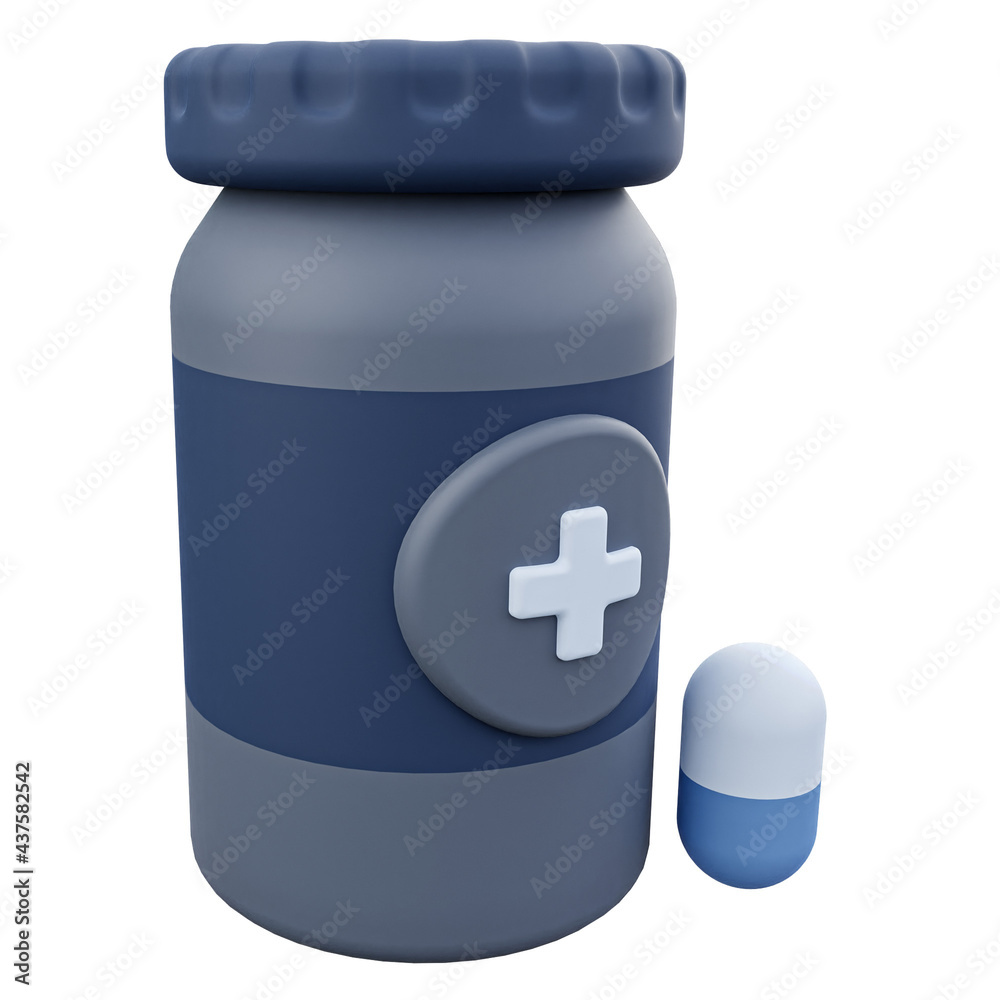 3d Medical bottle with blank label and pills. Isolated on white background. 3d illustration 3d Medical bottle with blank label and pills. Isolated on white background. 3d illustration