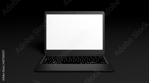 Mockup of a laptop on a black background. Ideal for presenting a web design or program