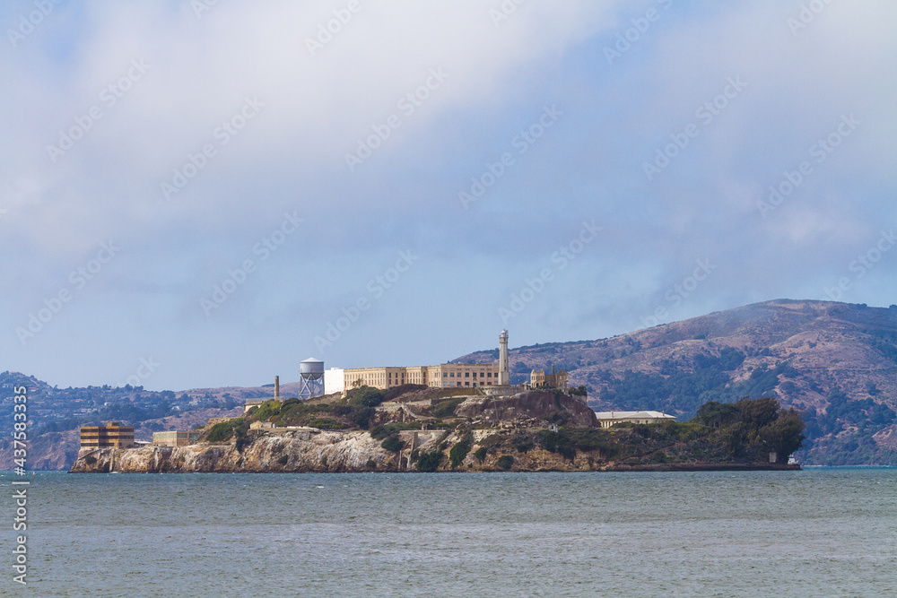 Alcatraz Island seen from Pier 39 in San Francisco 
