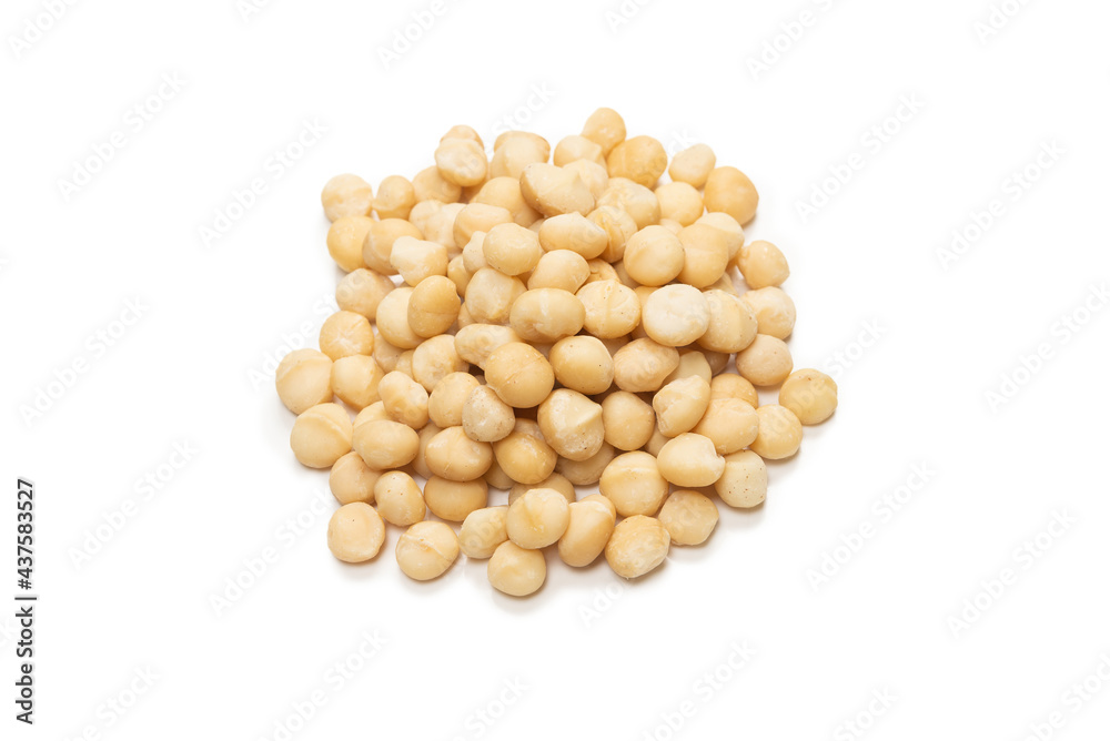 Macadamia nuts isolated on white background. Macadamia nuts isolated on white background.