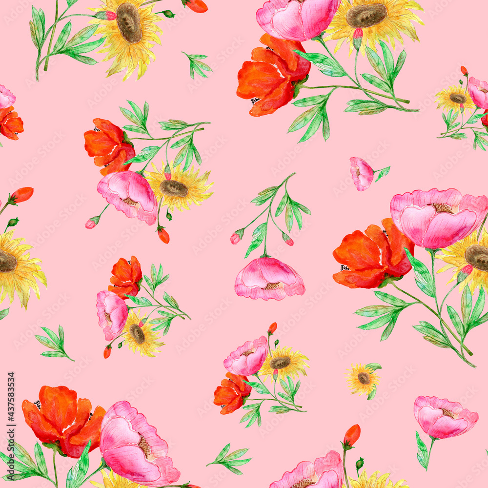 seamless pattern abstracts floral composition