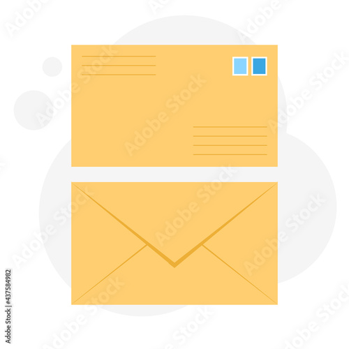 Opened and closed envelope with document line icon. The official confirmation message, e-mail delivery. Vector illustration
