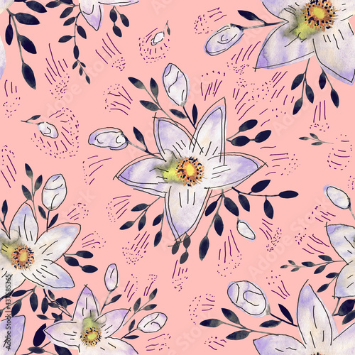 seamless pattern abstracts floral composition