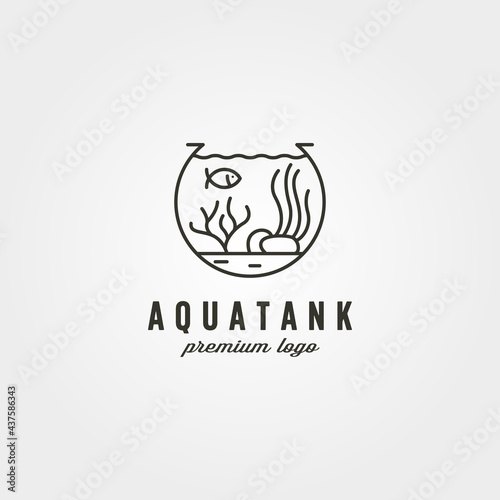 aquarium tank logo vector symbol illustration design, nature biota logo design