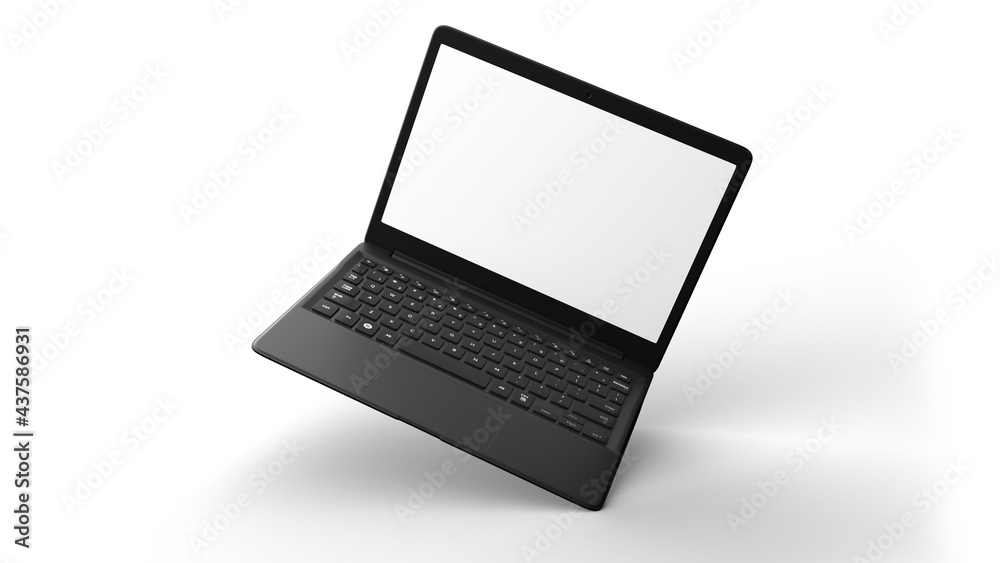Mockup of a notebook floating on a white background. Ideal for presenting a web design or program Mockup of a notebook floating on a white background. Ideal for presenting a web design or program