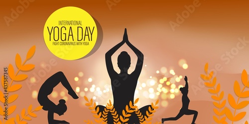 Vector illustration of International Yoga day concept banner, 21 June.