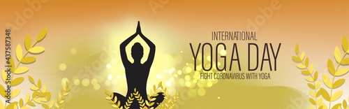 Vector illustration of International Yoga day concept banner, 21 June.