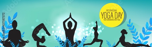 Vector illustration of International Yoga day concept banner, 21 June.