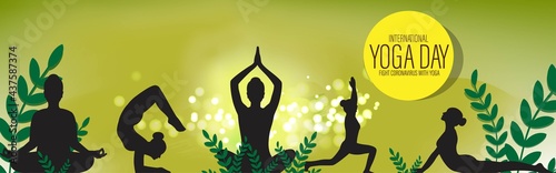 Vector illustration of International Yoga day concept banner, 21 June.