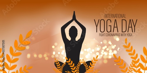 Vector illustration of International Yoga day concept banner, 21 June.