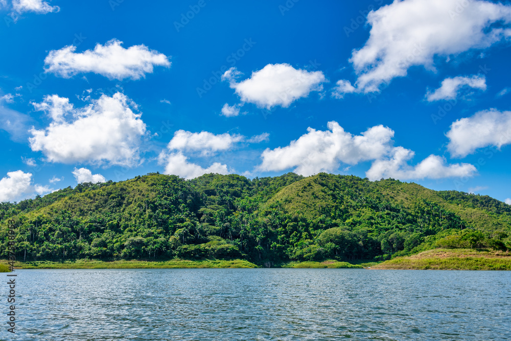 Landscape in Hanabanilla Lake or Dam, Villa Clara, Cuba