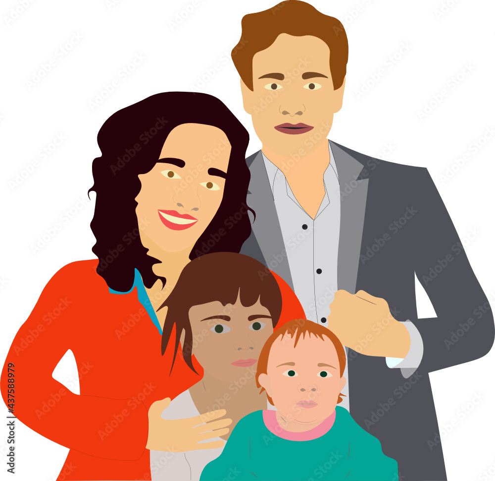 Retrato de una familia. fondo transparente Retrato de una familia. fondo transparente