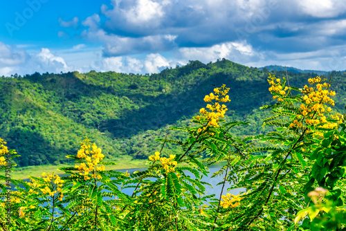 Landscape in Hanabanilla Lake or Dam, Villa Clara, Cuba photo