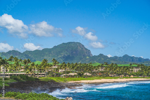 Shipwreck beach as viewed from Poipu point on island of Hawaii photo