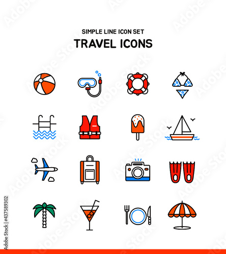 Simple line Travel icons