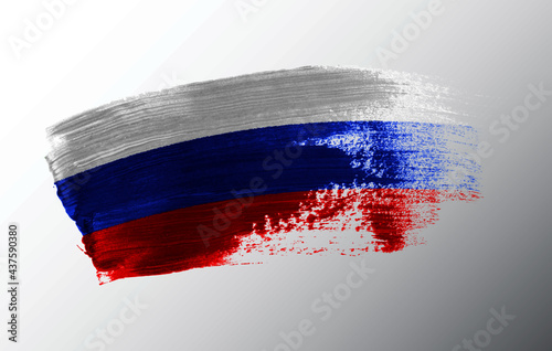 Russia flag illustrated on paint brush stroke