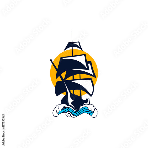 Ship Ocean Trip Vector Logo Design