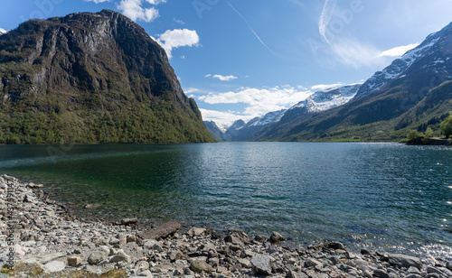 Oldevatnet, a lake in the municipality of Stryn, in the Oldedalen Valley, in County Vestland, Norway