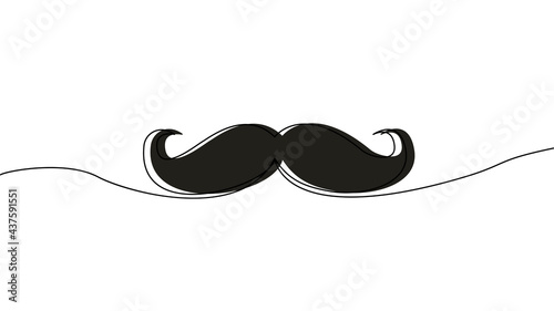 Mustache drawing with a continuous line. Father's Day concept. Vector illustration