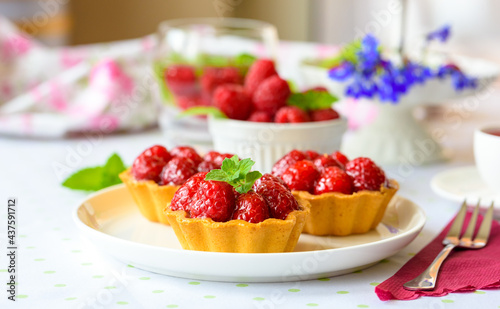 fruit tart with red berries