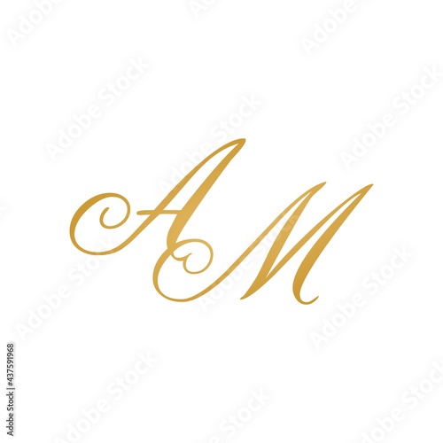 AM Initial Handwriting Logo. Two letter combination love concept. Editable vector illustrations used for couple logos, weddings, boutiques, salons, decorations, business cards, invitations and labels.