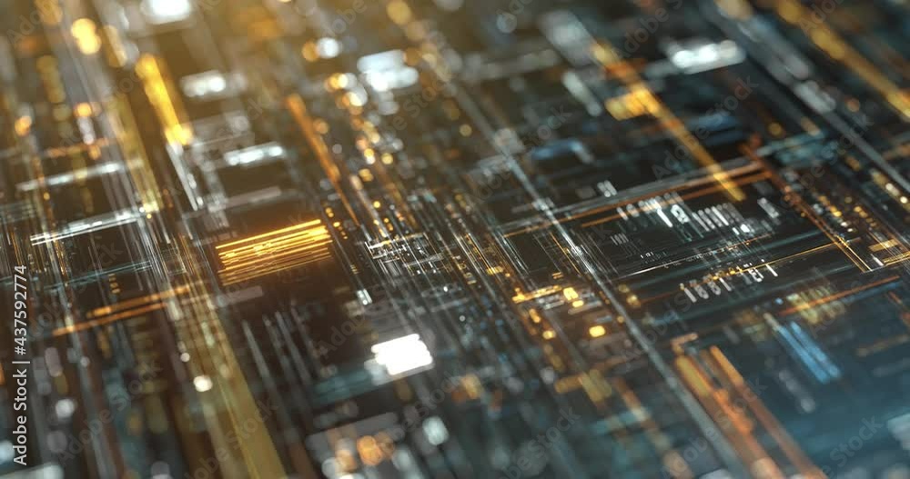 Processor or microchip and electronic signals on motherboard circuit ...