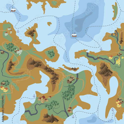 Seamless pattern that looks like a fantastic geographical map