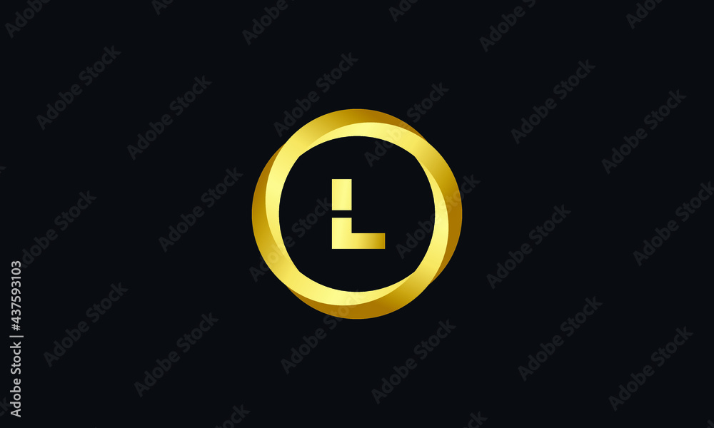 L Logo. L Letter Logo Vector Template. L Monogram Logo Vector With Gold Circle Design Template For Business L Logo. L Letter Logo Vector Template. L Monogram Logo Vector With Gold Circle Design Template For Business