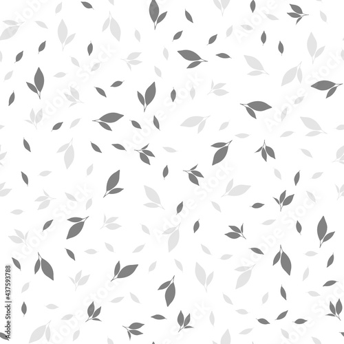 Pattern with leaves on a white background. Vector image.