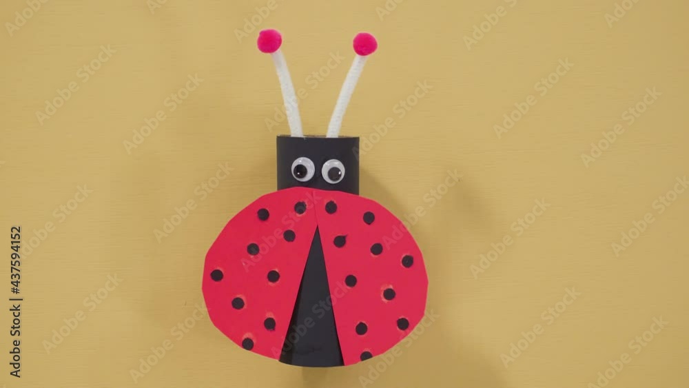 Papercraft project. Colorful bugs made out of empty toilet rolls. Papercraft project. Colorful bugs made out of empty toilet rolls.