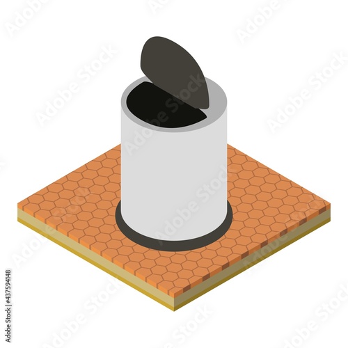 Office trashcan icon. Isometric illustration of office trashcan vector icon for web