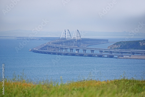 View of new Crimean bridge in Kerch strait
 photo
