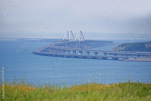 View of new Crimean bridge in Kerch strait
