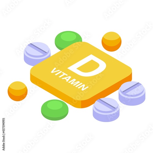 Vitamin d pills icon. Isometric of Vitamin d pills vector icon for web design isolated on white background