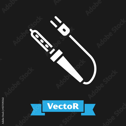 White Soldering iron icon isolated on black background. Vector
