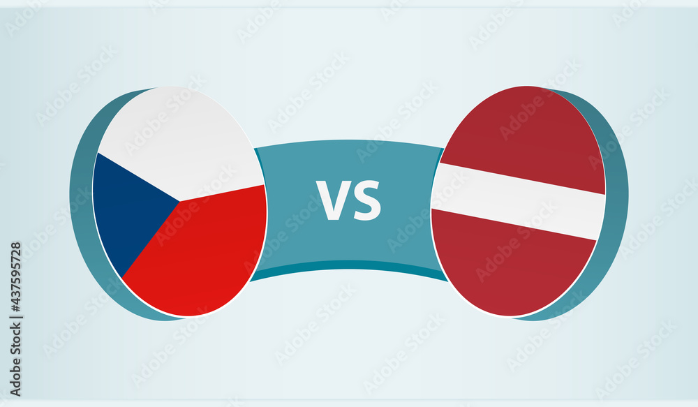 Czech Republic versus Latvia, team sports competition concept.