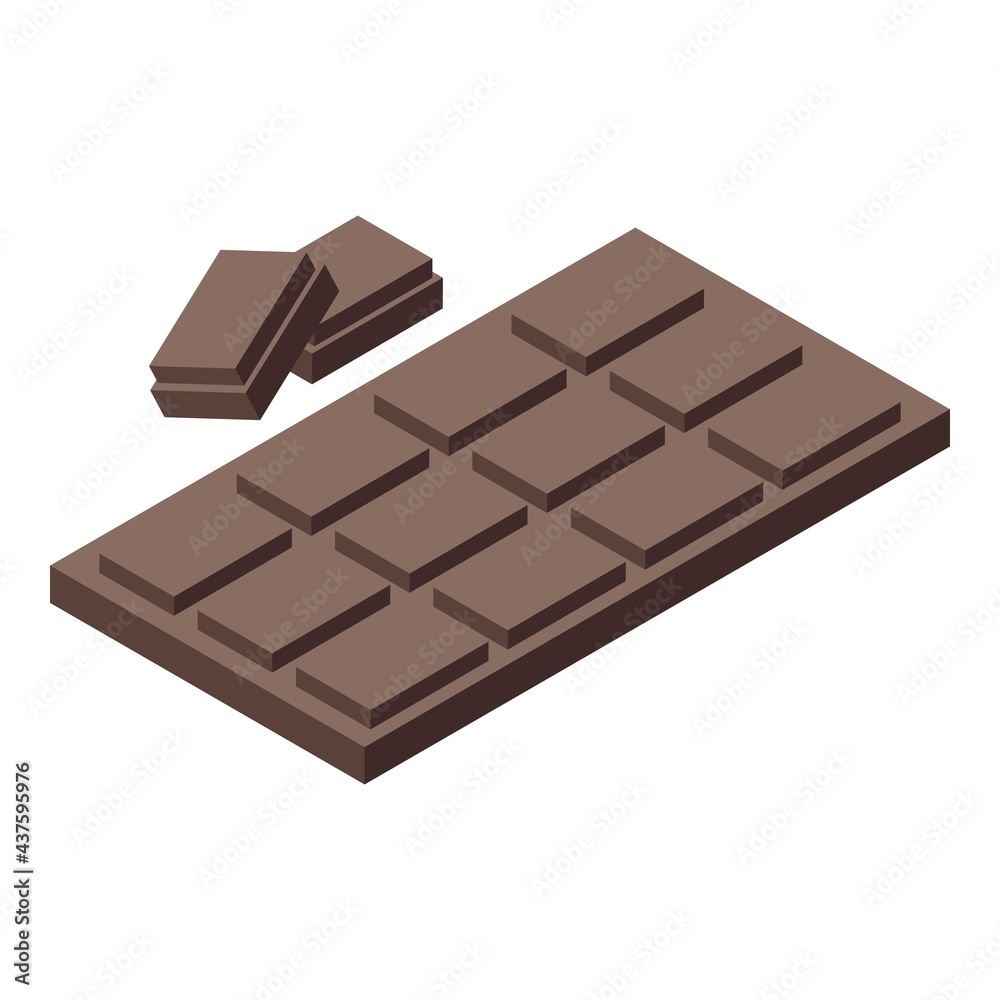 Fototapeta premium Chocolate bar icon. Isometric of Chocolate bar vector icon for web design isolated on white background