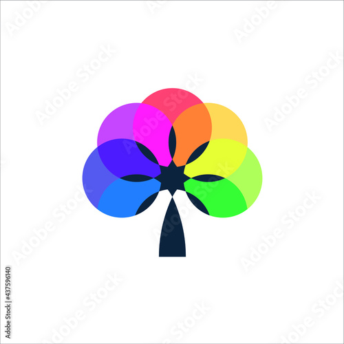 stack multicolor tree logo design graphic  © District13