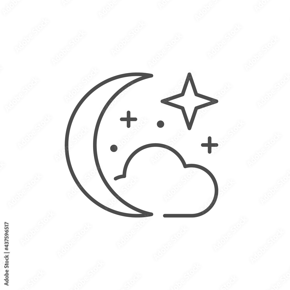 Night sky line outline icon
