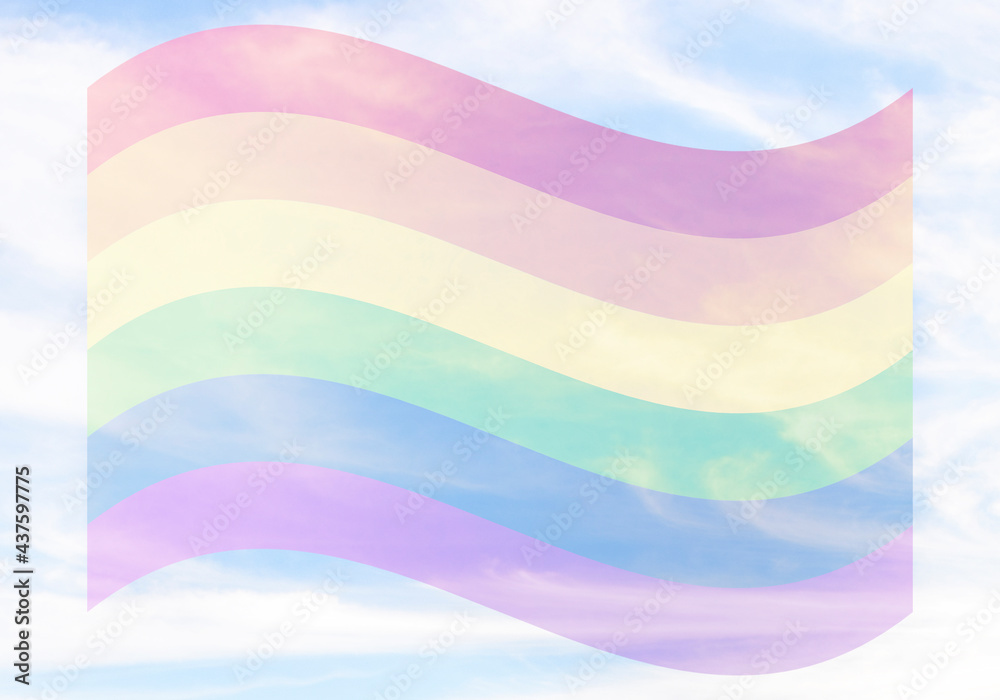Bandera del día del orgullo LGBTQ en fondo de cielo.